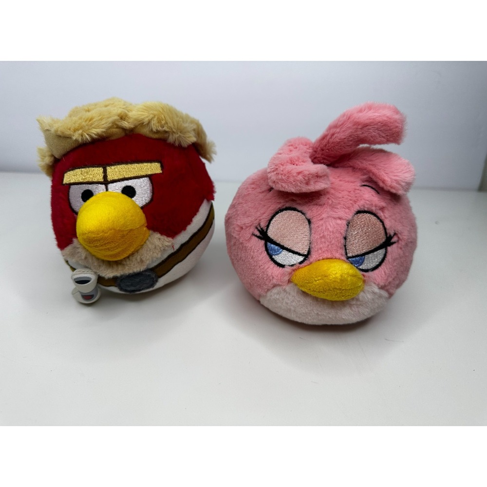Angry Birds Pink Stella Luke Star Wars Plush Stuffed Round Set 2 No Sound
